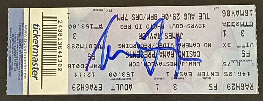 2006 James Taylor Signed Casino Rama Autographed Concert Ticket JSA Grammy