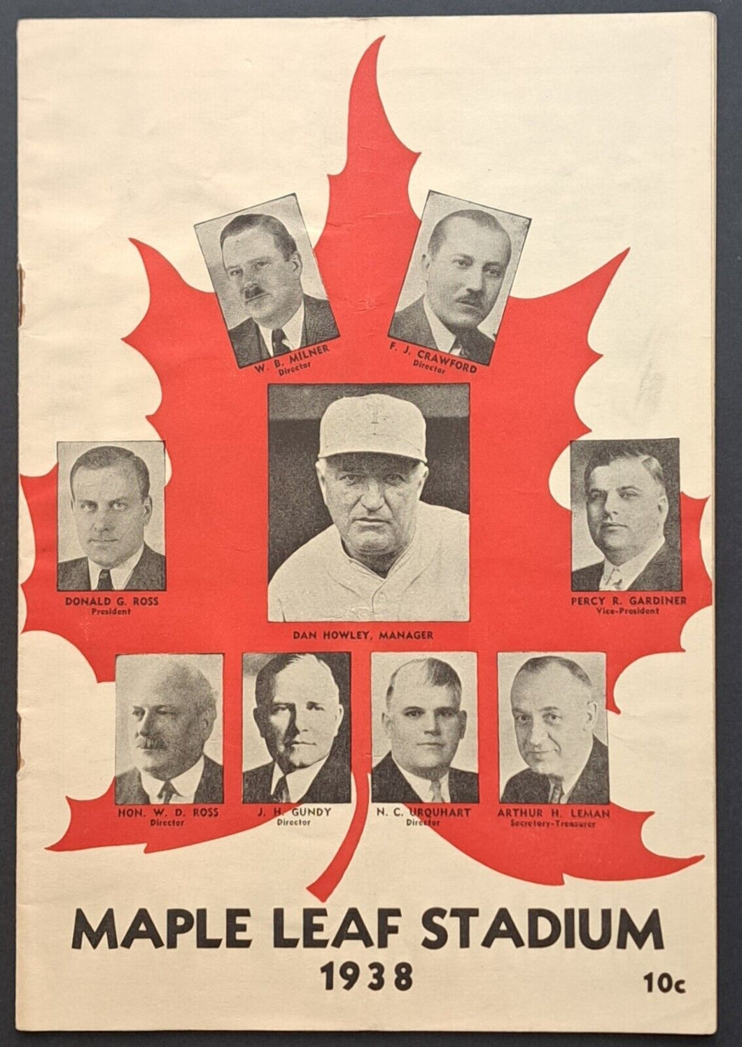 1938 Toronto Maple Leaf Stadium International Baseball Program Buffalo Bisons
