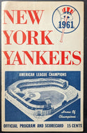 1961 New York Yankees Mickey Mantle Multi Home Run Games Program Yankee Stadium