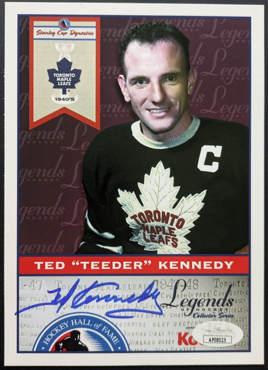 Ted Kennedy Autographed Signed Hockey HoF Card Montreal Canadiens JSA NHL