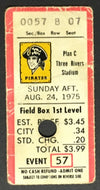 1975 Three Rivers Stadium Baseball Ticket Pittsburgh Pirates vs Cincinnati Reds