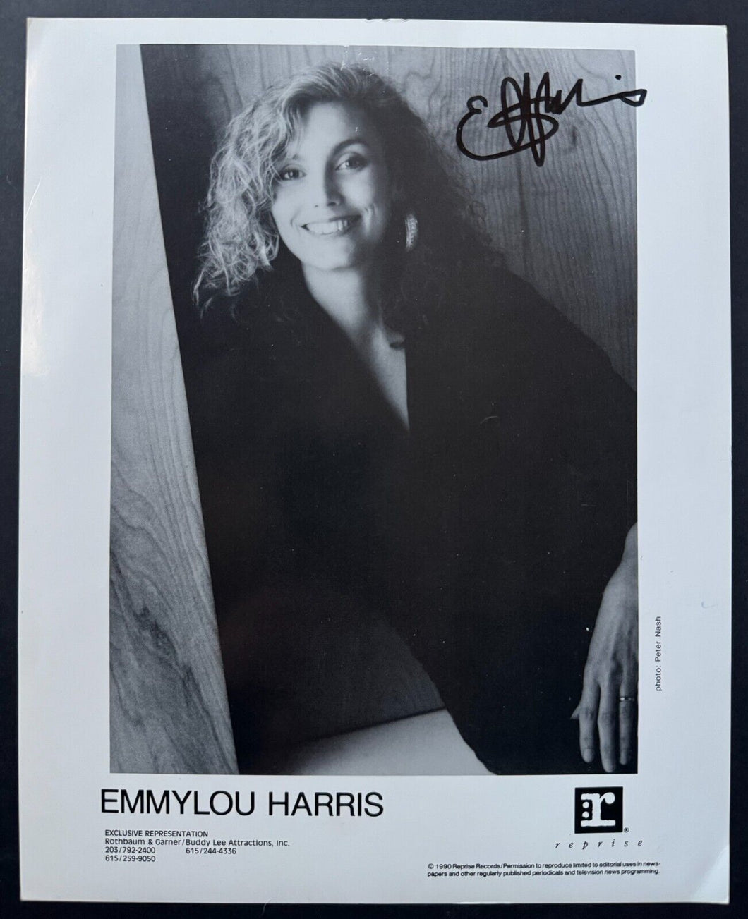 1990 Emmylou Harris Signed Autographed Promo Photo Country Rock Music