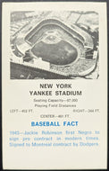 1969 Fleer New York City NYC Yankee Stadium Card Vintage Baseball MLB