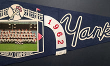 Load image into Gallery viewer, 1962 New York Yankees World Series Champions Full Team Photo Pennant Vtg MLB
