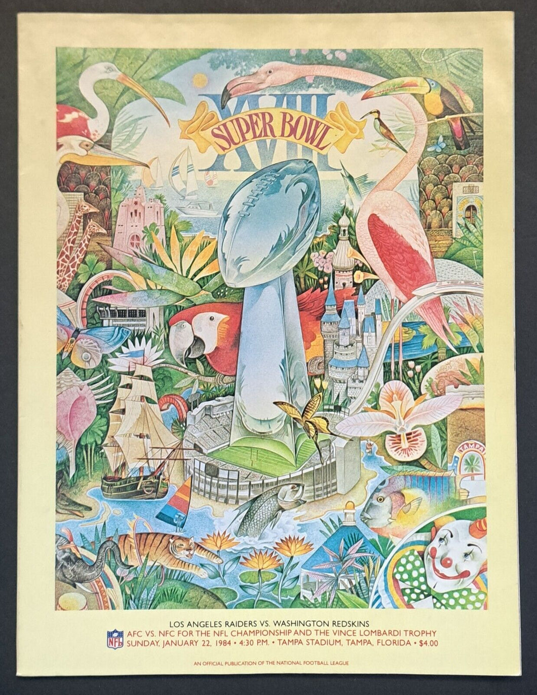 1984 Super Bowl XVIII Program Los Angeles Raiders Washington Redskins NFL VTG