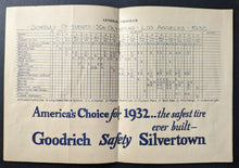 Load image into Gallery viewer, 1932 Los Angeles Olympics Full Schedule Booklet Goodrich Tires Vintage USA
