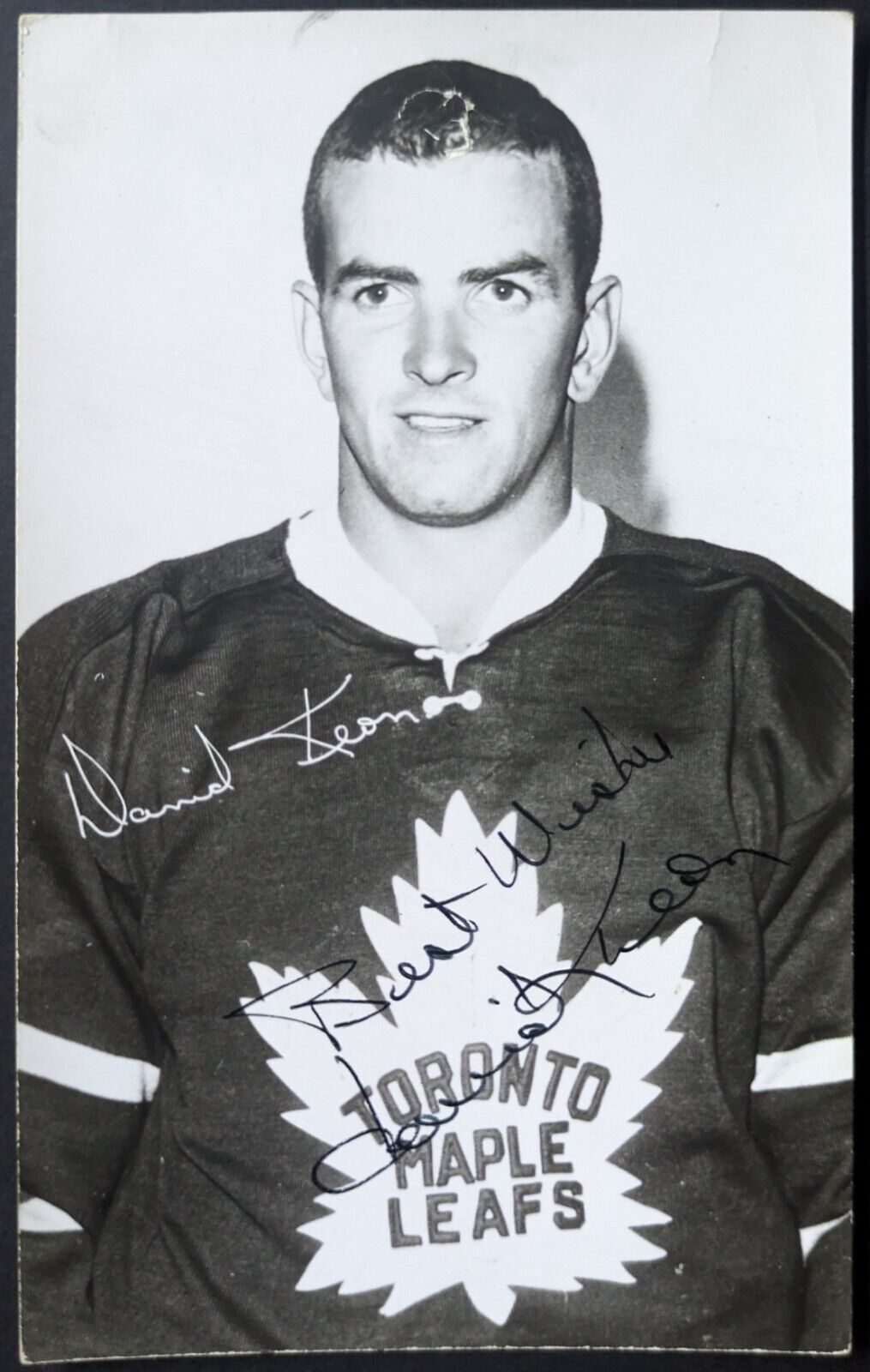 Dave Keon Autographed Team Issued Postcard Signed Toronto Maple Leafs NHL JSA