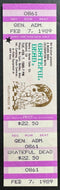 1989 Grateful Dead Mardi Gras Concert Ticket Henry J. Kaiser Conv. Ctr. Vintage