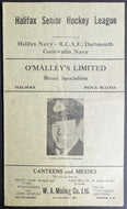 1944/1945 Halifax Senior Hockey League Program RCAF Dartmouth CornWallis Navy