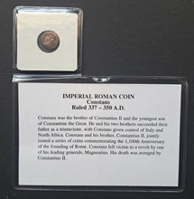 Load image into Gallery viewer, Vintage Imperial Roman Coin Constans 337 AD - 350 AD COA ICS Historical
