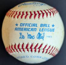 Load image into Gallery viewer, 1970s Lee Macphail Official American League Rawlings Ball Caught At MLB Game
