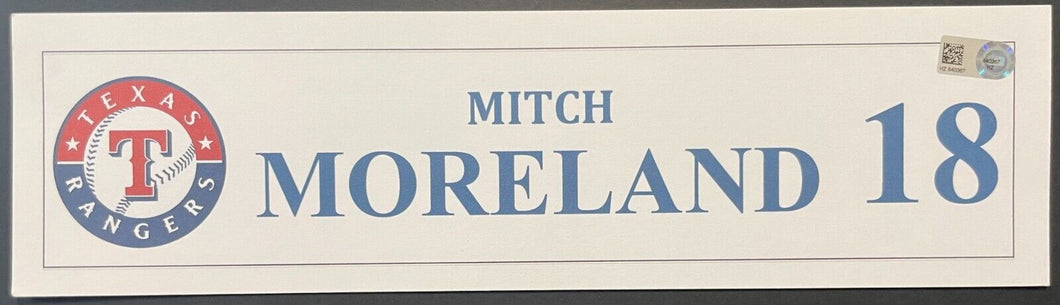 Mitch Moreland Texas Rangers Game Used 2015 ALDS G5 Locker Name Plate MLB Holo