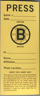 Boston Bruins NHL Press Media Pass Unused 1980's Vintage Sports Ticket Hockey