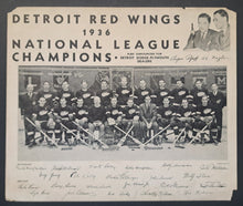 Load image into Gallery viewer, 1935/36 Detroit Red Wings NHL Team Issued Photo Vintage Hockey Stanley Cup
