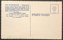 Load image into Gallery viewer, 1940&#39;s Joe DiMaggio Restaurant Curteich Postcard Vintage Linen Baseball HOF MLB
