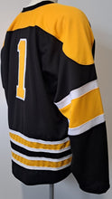 Load image into Gallery viewer, 1948-49 Boston Bruins #1 Vintage Replica Road Black NHL Hockey Jersey Jaydee XXL
