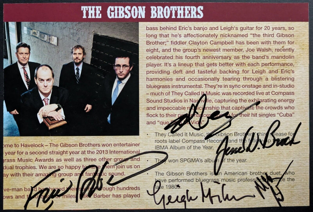 The Gibson Brothers + Ambush Blue Grass Band Autographed Promo Card Signed