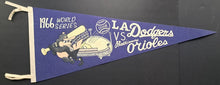 Load image into Gallery viewer, 1966 World Series Full Sized Pennant Baltimore Orioles Los Angeles Dodgers Vtg
