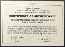 Load image into Gallery viewer, 2000 Ted Williams Hitters Hall Of Fame Induction Hand Painted Cachet MLB
