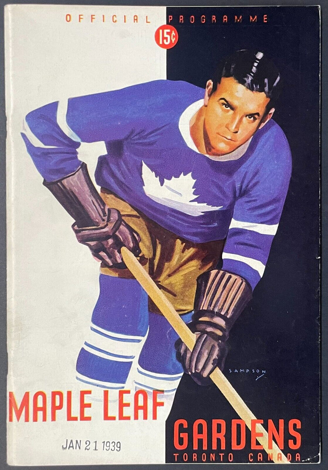 1939 Toronto Maple Leafs Program New York Americans NHL Hockey Syl Apps Vintage