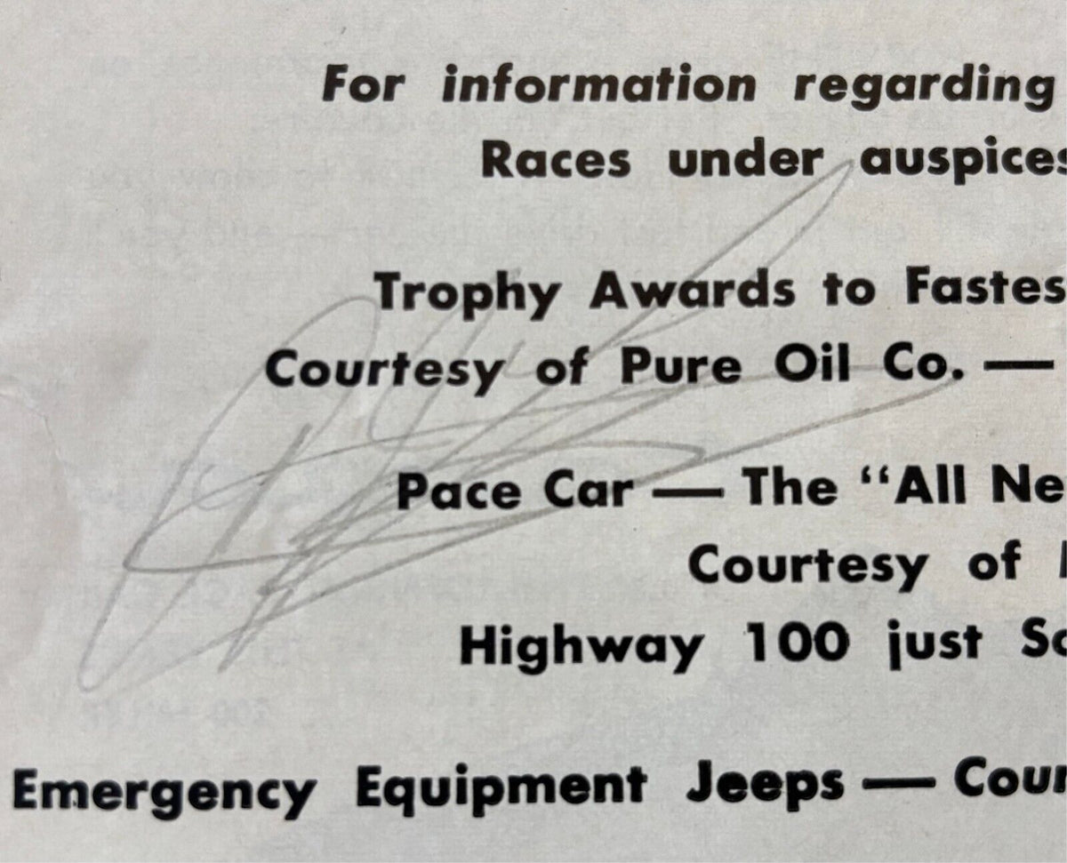 1967 250 Mile Stock Car Race Program Autographed Lineup Page USAC AJ F ...
