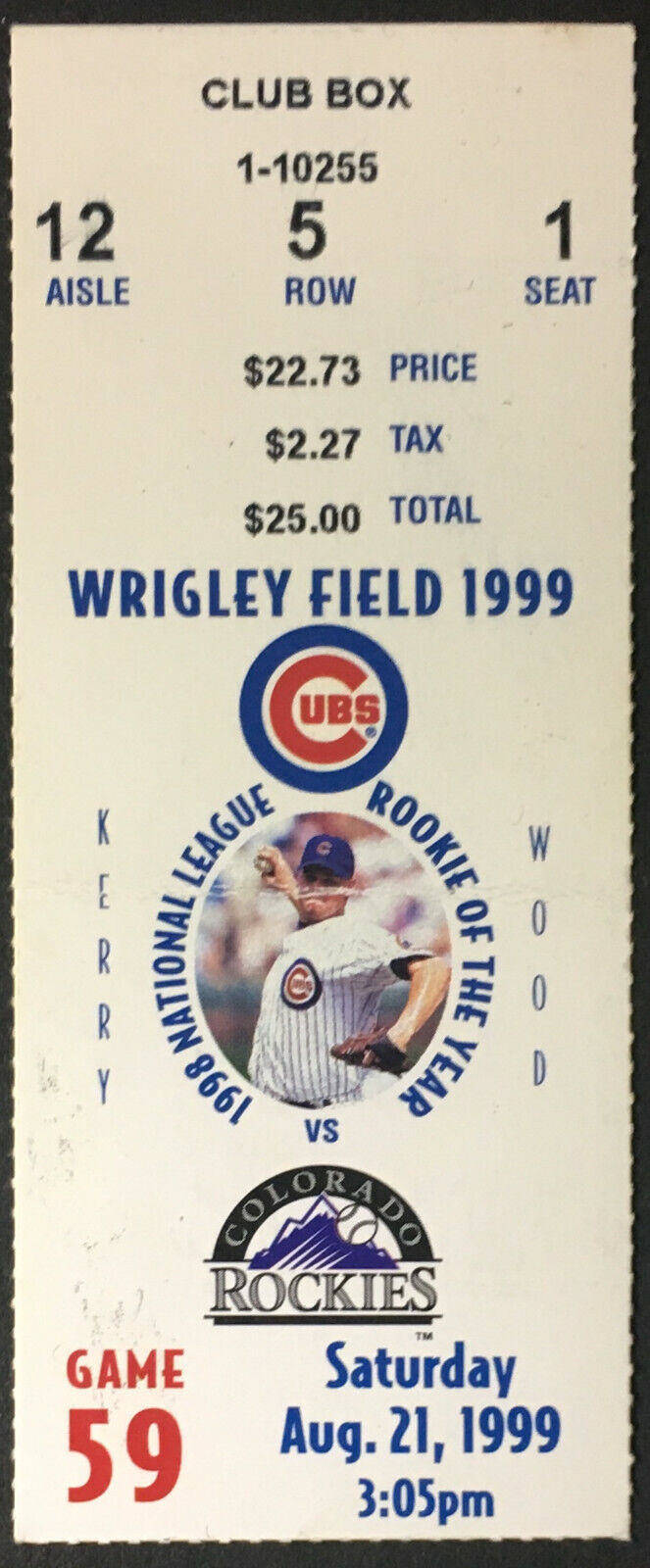 1999 Chicago Cubs Ticket Sammy Sosa Hits Home Run #50/60 HR Season MLB Baseball