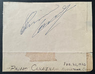 1934 Type 1 Photo Heavyweight Champion Primo Carnera + 1935 Signed Sheet JSA Vtg