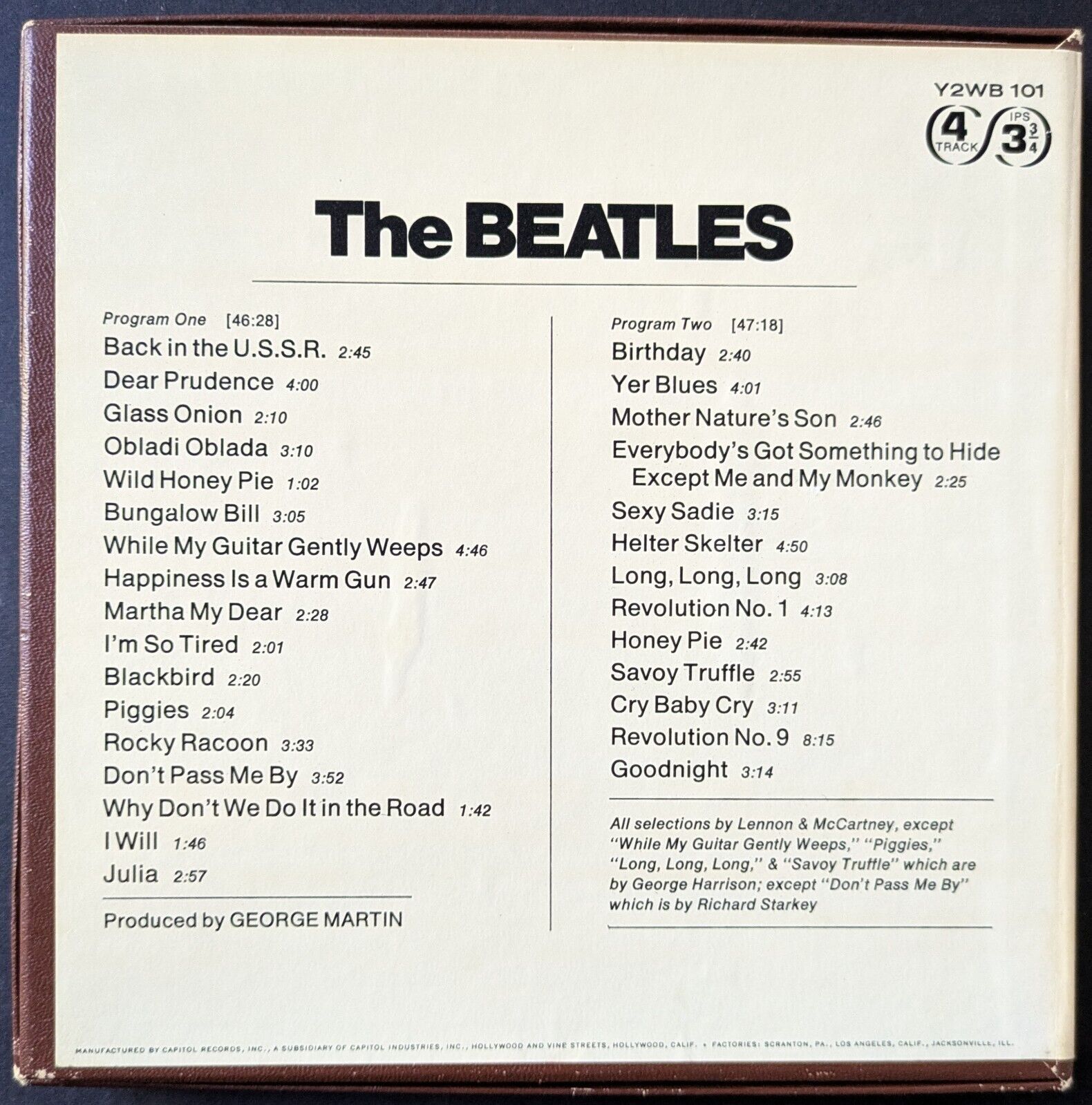 白＆黒！ 4CDセット！The Beatles/Get Back Session 1968 The Beatles White Album (DBL Album) On Reel-To-Reel 4