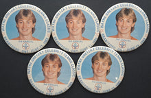 Load image into Gallery viewer, Lot of 5 1983 Wayne Gretzky Celebrity Tennis Classic Pinbacks NHL Hockey Oilers
