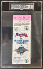 Load image into Gallery viewer, 1992 World Series Game 6 Ticket Stub iCert 5 Graded Toronto Blue Jays Clinch Win
