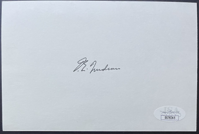 Pierre Elliot Trudeau Autographed Signed Index Card Former Prime Minister JSA