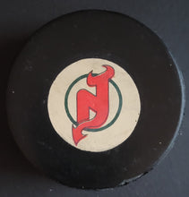 Load image into Gallery viewer, NJ Devils Crested Viceroy NHL Game Puck 1979-1983
