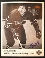 1993 Autographed Guy Lapointe Upper Deck Promo Photo Original Hockey NHL