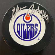 Glenn Anderson Signed Autographed Edmonton Oilers Hockey Puck AJ Sports Hologram