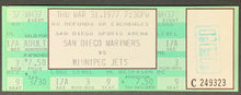 Load image into Gallery viewer, 1977 San Diego Sports Arena Full WHA Hockey Ticket Mariners vs Winnipeg Jets
