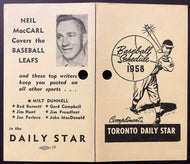 1958 Toronto Maple Leafs Daily Star International League Baseball Schedule