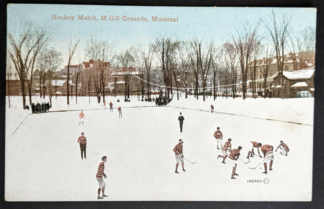 1909 Vintage Canada Winter Sports Posted Postcard Hockey McGill University