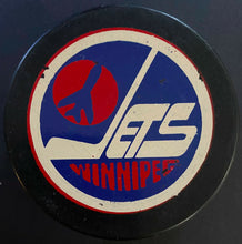 Load image into Gallery viewer, Winnipeg Jets WHA Hockey Game Puck Used Inglasco Vintage Made In Canada
