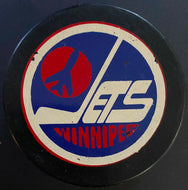 Winnipeg Jets WHA Hockey Game Puck Used Inglasco Vintage Made In Canada