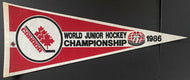 1986 Team Canada IIHF World Junior Hockey Championships Pennant Vintage Retro