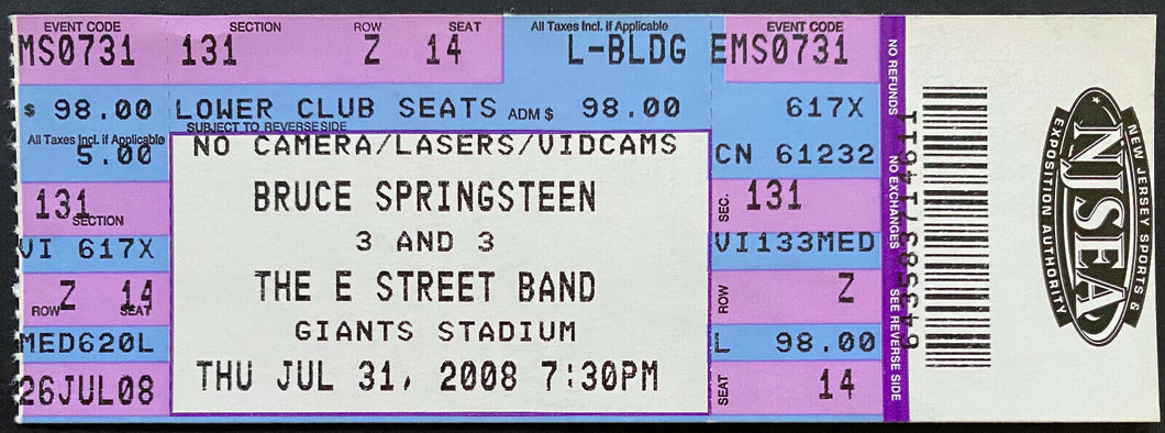 2008 Bruce Springsteen + E Street Band Full Concert Ticket Giants Stadium