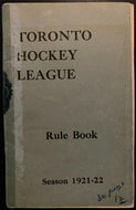 1921-22 Vintage Toronto Hockey League Rule Book GTHL MTHL Rare Retro Original