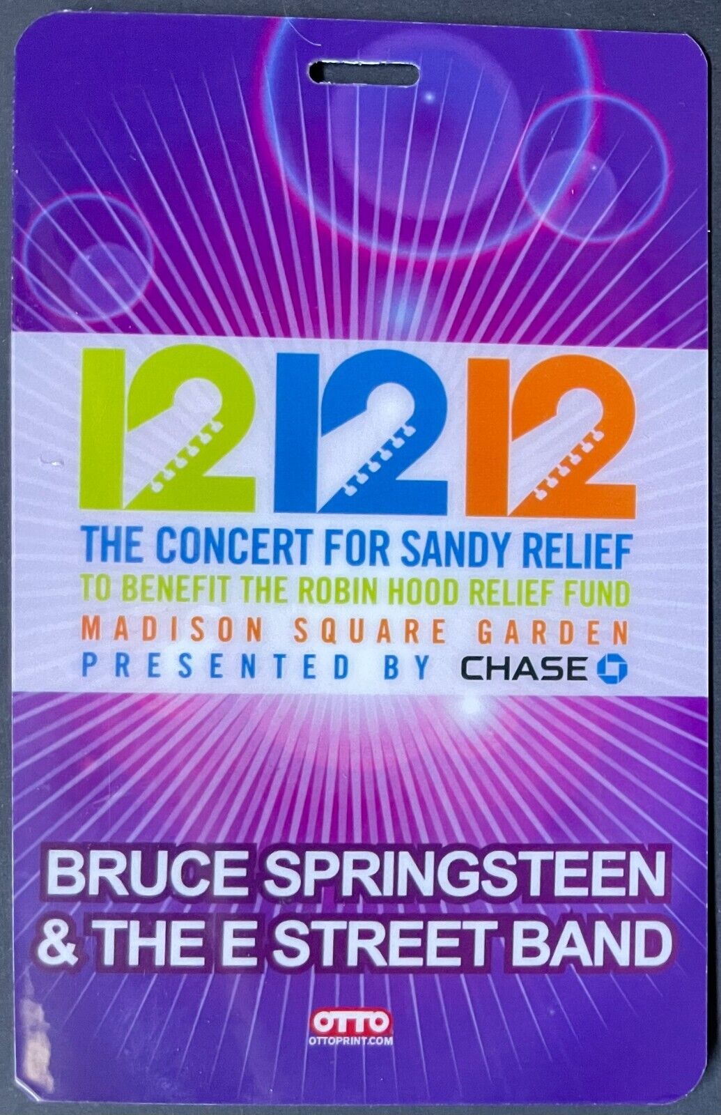 2012 Bruce Springsteen + E Street Band Backstage Pass Madison Square Garden