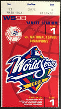 Load image into Gallery viewer, 1998 World Series Ticket Game 1 MLB Baseball Yankee Stadium New York Padres
