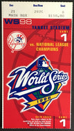1998 World Series Ticket Game 1 MLB Baseball Yankee Stadium New York Padres