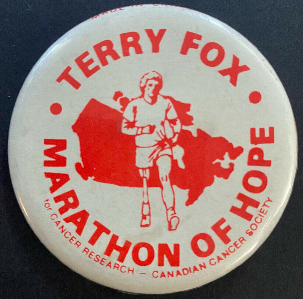1980 Terry Fox Marathon Of Hope Vintage Button Pinback Canadiens Cancer Society