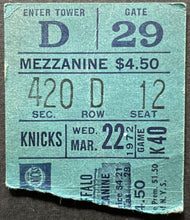 Load image into Gallery viewer, 1972 Madison Square Garden NBA Basketball Ticket New York Knicks vs Buffalo
