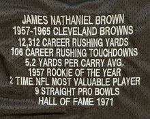 Load image into Gallery viewer, Jim Brown Autographed Stats Jersey Cleveland Browns Signed NFL Football JSA COA
