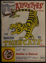 Load image into Gallery viewer, 1963 CFL Football Program Montreal Alouettes Hamilton Tiger Cats Molson Stadium
