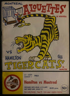 1963 CFL Football Program Montreal Alouettes Hamilton Tiger Cats Molson Stadium